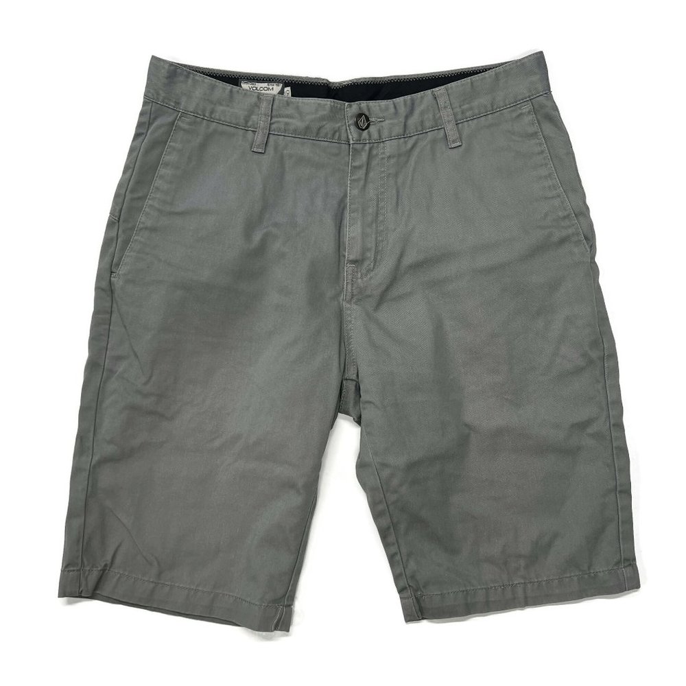 Volcom Chino Shorts Mens 30 Gray Golf Flat Front 10" Inseam Corpo‎ Class